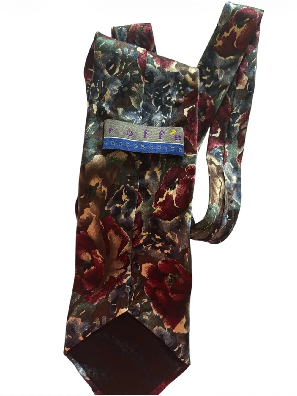 Vintage Roffe Accessories 100% Silk Floral Necktie Tie Professional Chic Moody